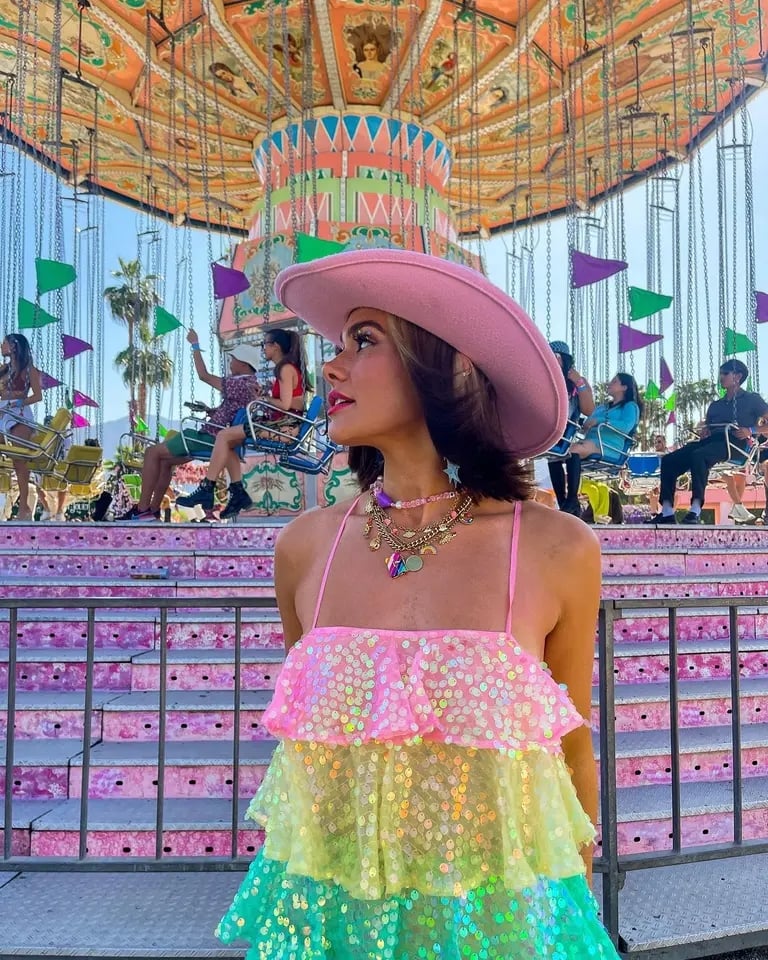 Rainbow Sequin Layered Ruffle Dress