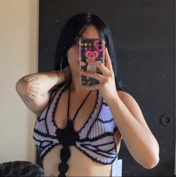 Cute Sexy Butterfly Crochet Halter Sleeveless Shirt Crop Top Camisole Beach Tunic Party Summer Aesthetic Casual E-Girl Kawaii Korean Japanese Harajuku