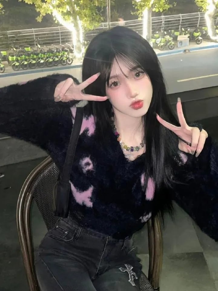 Black Fluffy Butterfly Sweater