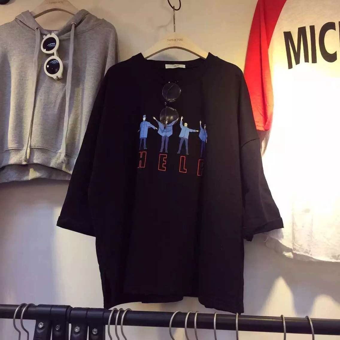 Cute People Kpop Letter Print Graphic Casual Oversized Short Sleeve Tee Shirt T-shirt Top E-Girl Kawaii Korean Japanese Harajuku Streetwear