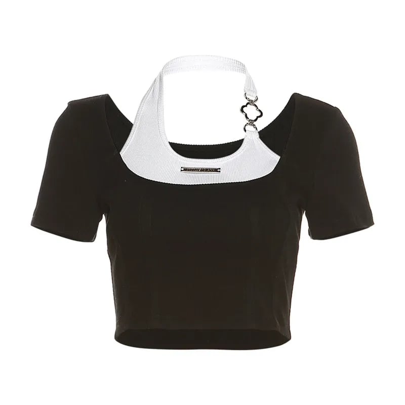Pink Square Neck Crop Top