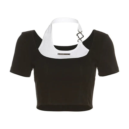 Pink Square Neck Crop Top