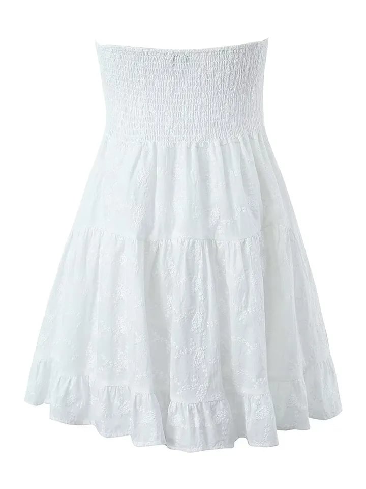 White Strapless Lace Dress