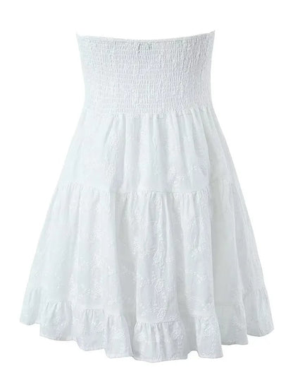White Strapless Lace Dress