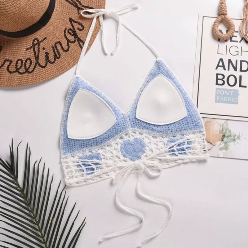Heart Boho Crochet Backless Halter Top