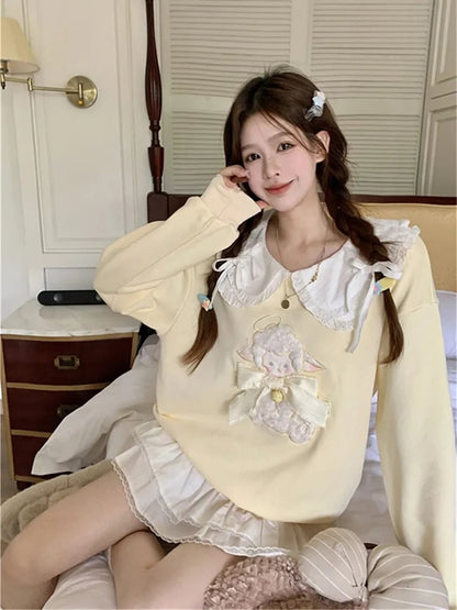 Yellow Sheep Peterpan Collar Sweatshirt