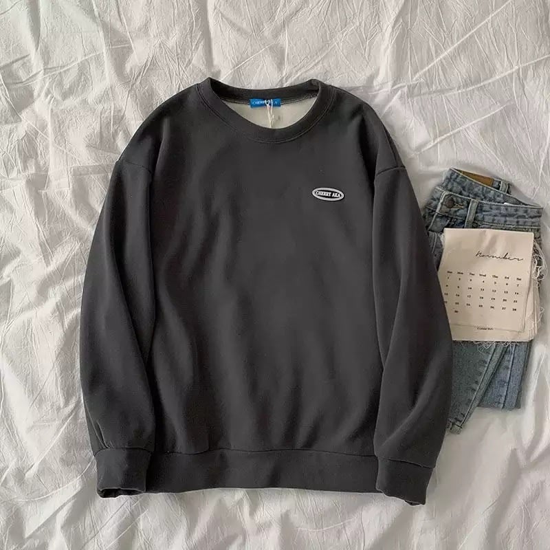 Cute Vintage Velvet Thick Embroidery Oversized Loose Hoodie Sweatshirt Pullover Sweater Casual E-Girl Kawaii Korean Japanese Harajuku Streetwear