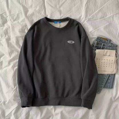 Cute Vintage Velvet Thick Embroidery Oversized Loose Hoodie Sweatshirt Pullover Sweater Casual E-Girl Kawaii Korean Japanese Harajuku Streetwear