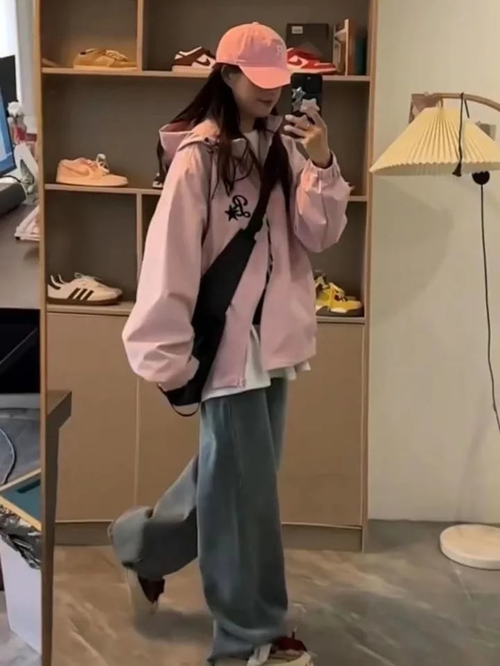 Pink Oversized Windbreaker