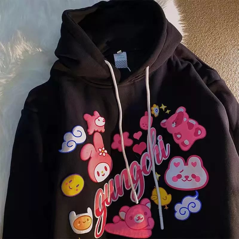 Anime Cartoon Graphic Print Hoodie