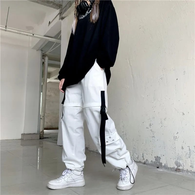 White Ribbon Punk Cargo Pants