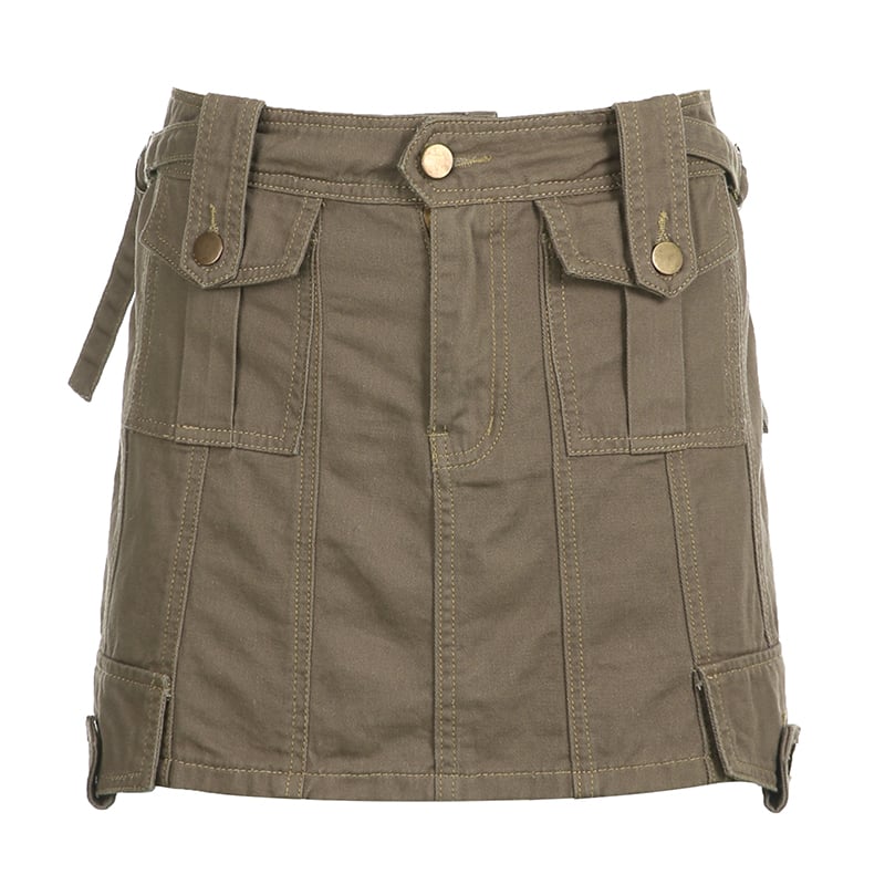 Brown Cargo Pocket Mini Skirt
