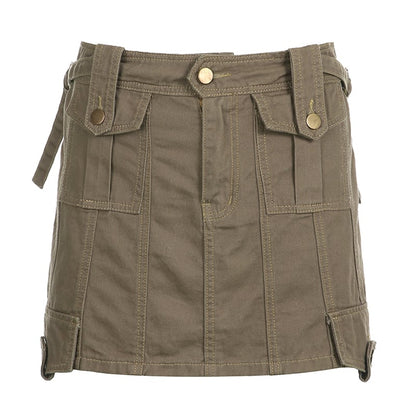 Brown Cargo Pocket Mini Skirt