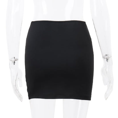 Black Bow Lace Trim High Waist Mini Skirt