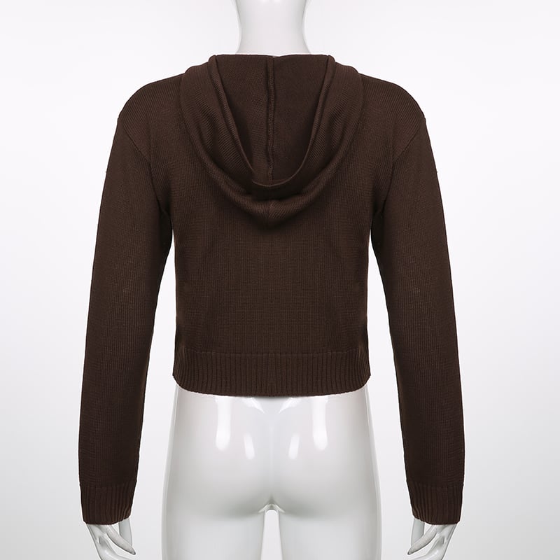 Brown Knit Long Sleeve Jacket