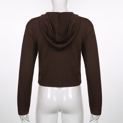Brown Knit Long Sleeve Jacket