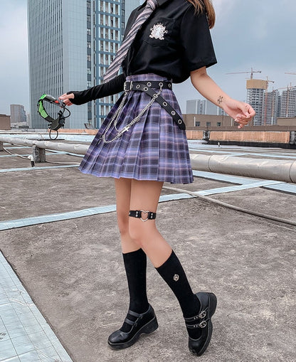Tennis Plaid High Waisted Pleated Mini Skirt Sailor School Student Summer Bottoms E-Girl Kawaii Korean Japanese Harajuku Streetwear