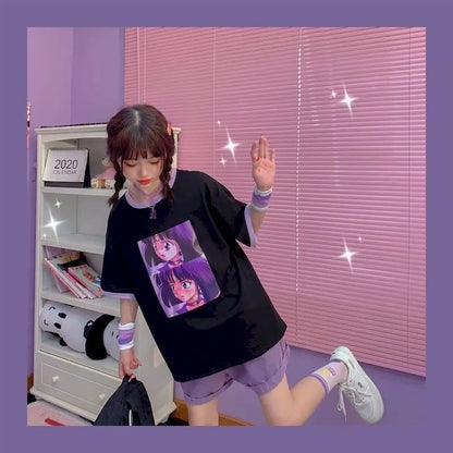 Purple Denim Shorts
