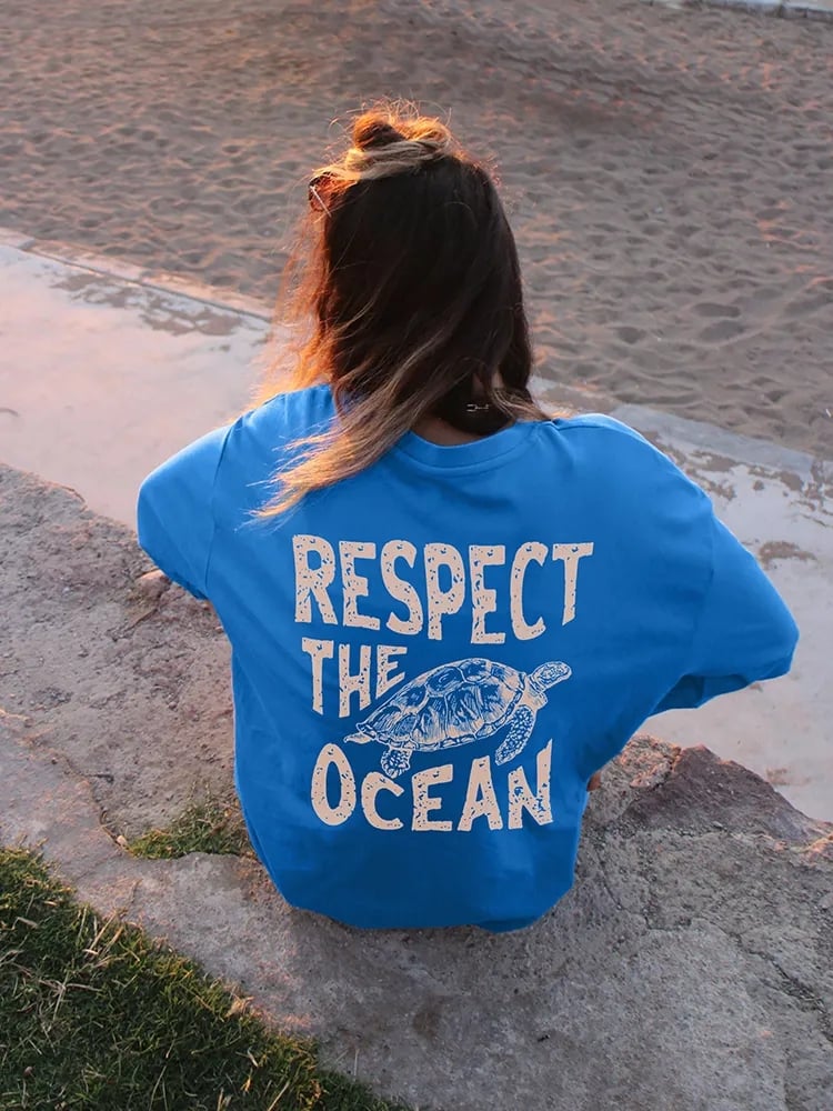 Respect Turtle Print Short Sleeve T-shirt