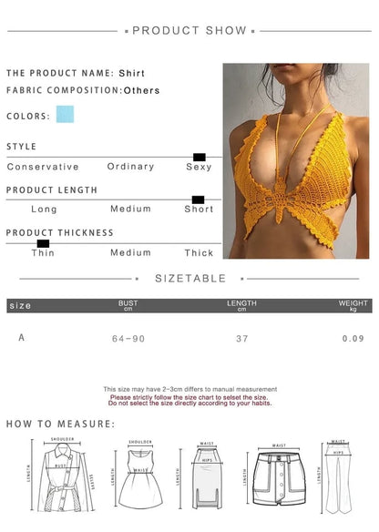 Butterfly V Neck Knit Halter Top