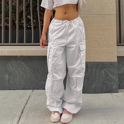 Pink Drawstring Low Waist Trousers