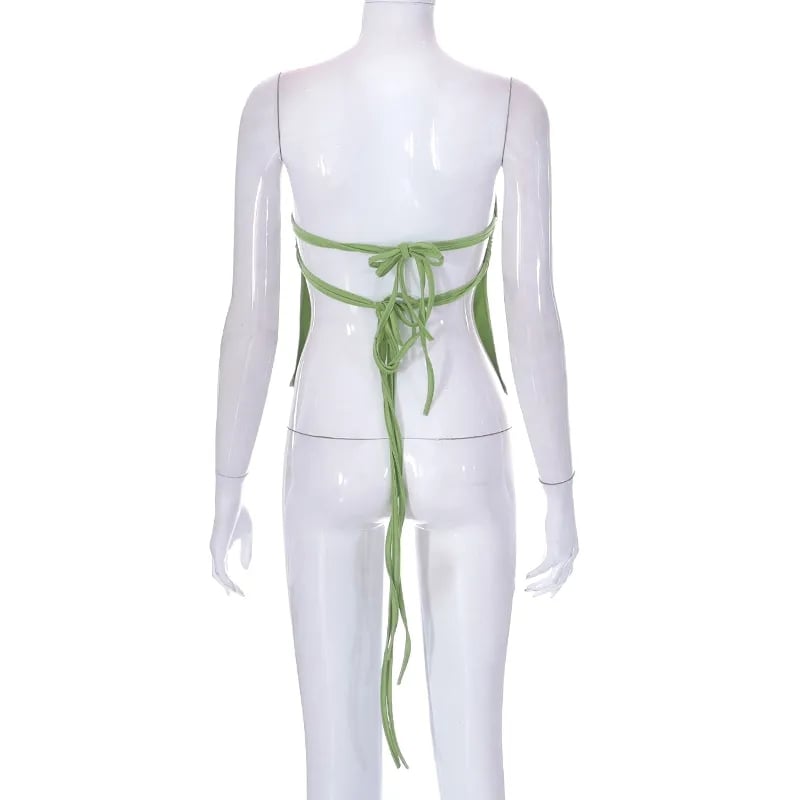 Green Strapless Bandage Backless Top