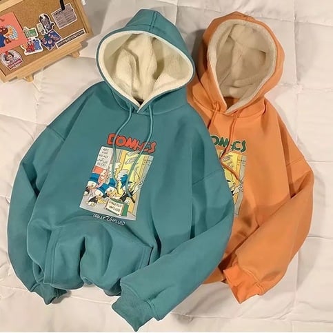 Cute Comic Cartoon 90s Vintage Retro Oversized Loose Hoodie Sweatshirt Pullover Sweater Casual E-Girl Kawaii Korean Japanese Harajuku Streetwear
