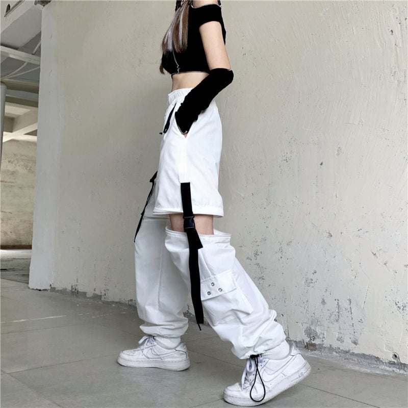 White Ribbon Punk Cargo Pants