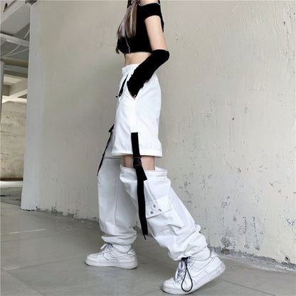 White Ribbon Punk Cargo Pants