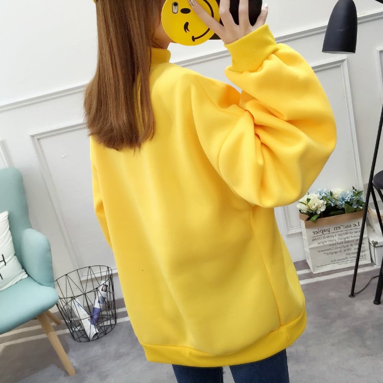 Cute Pikachu Cartoon Oversized Sweater Turtleneck Long Sleeve Shirt Pullover Hoodie Sweatshirt E-Girl Kawaii Korean Japanese Harajuku Retro Streetwear