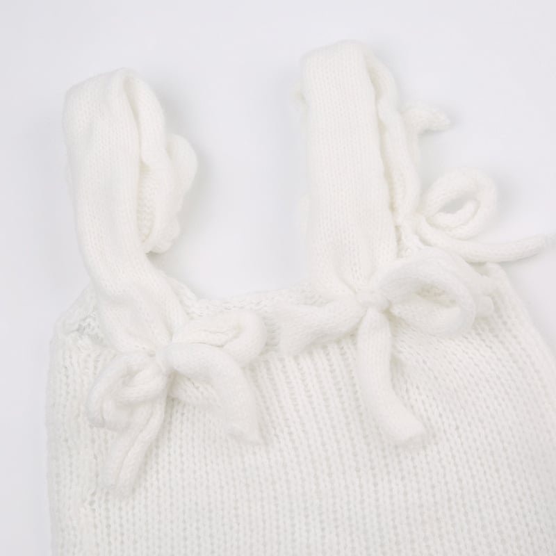 White Bow Knit Tank Top