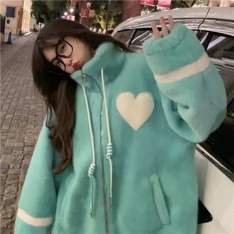 Blue Heart Fleece Zipper Jacket