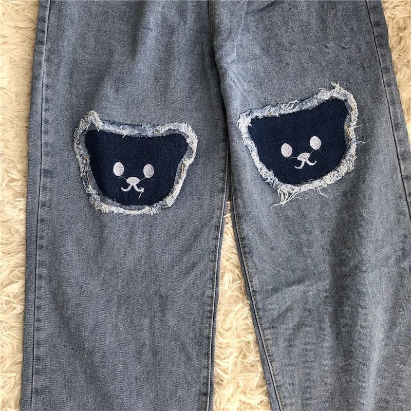 Bear Baggy High Waist Trousers