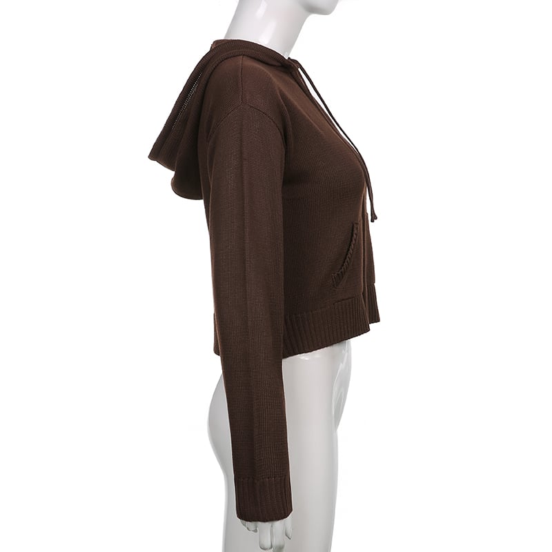 Brown Knit Long Sleeve Jacket