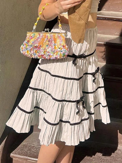 Sweet Bow High Waist Midi Skirt