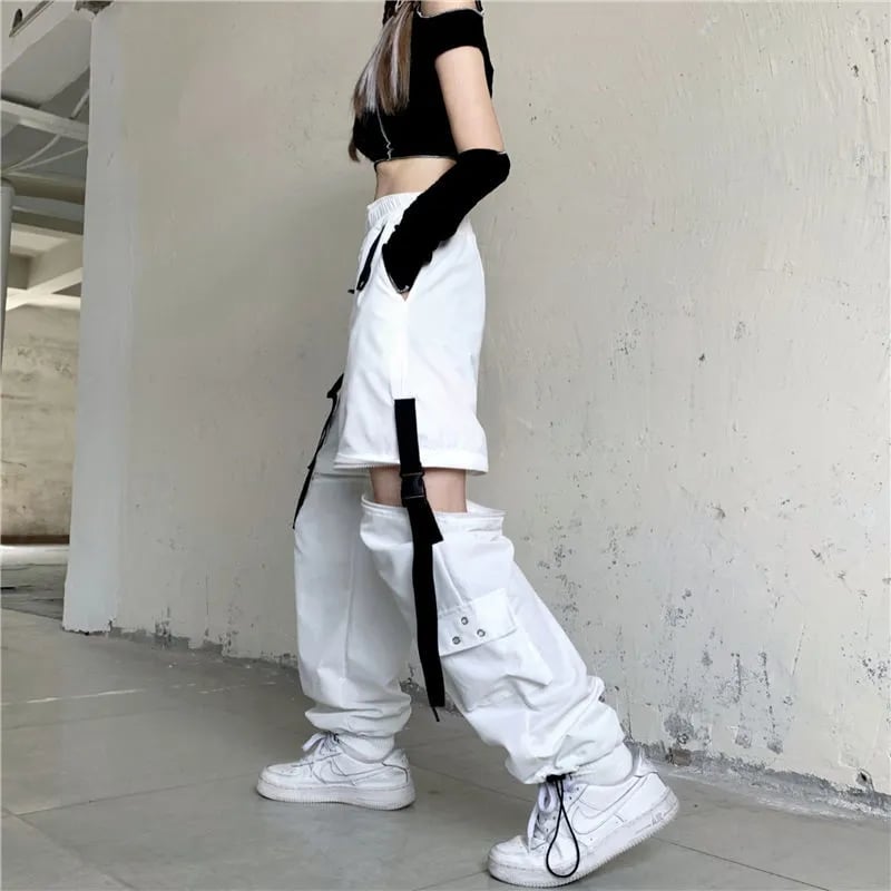 White Ribbon Punk Cargo Pants