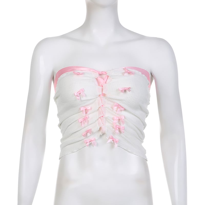 Pink Sweet Bow Split Bandage Top