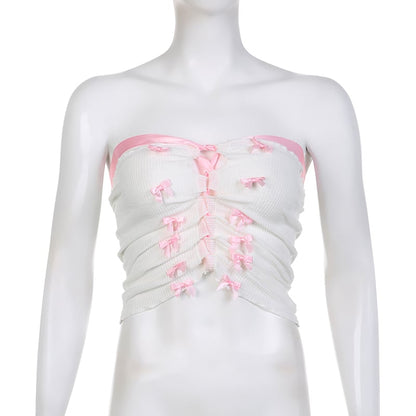 Pink Sweet Bow Split Bandage Top