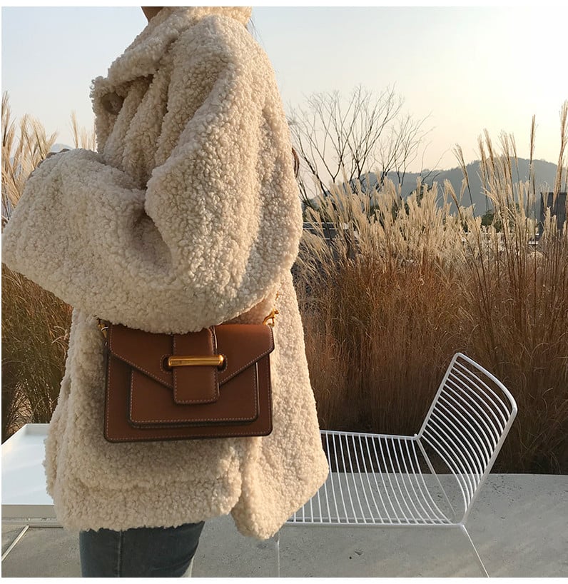 Cute Teddy Fur Coat Thick Autumn Loose Button Plush Jacket E-Girl Kawaii Korean Japanese Harajuku Retro Streetwear Fashion