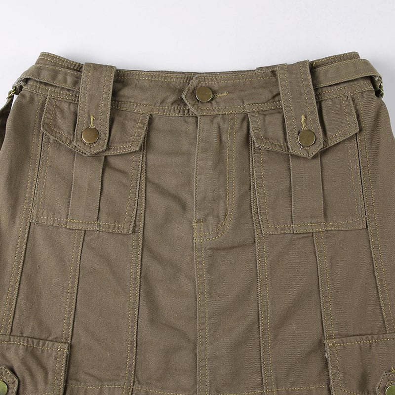 Brown Cargo Pocket Mini Skirt