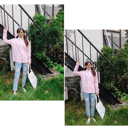 Cute Pastel Cloud Winter Autumn Loose Oversized Casual Knit Sweater Sweatshirt Pullover Jumper Shirt E-Girl Kawaii Korean Japanese Harajuku Streetwear