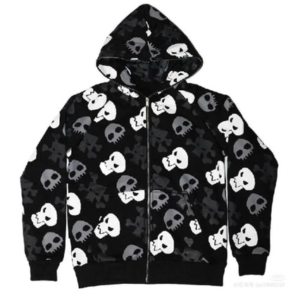 Black Skull Punk Zipper Hoodie