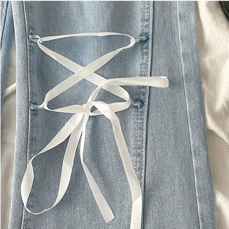 Sweet High Waist Lace Flare Jeans
