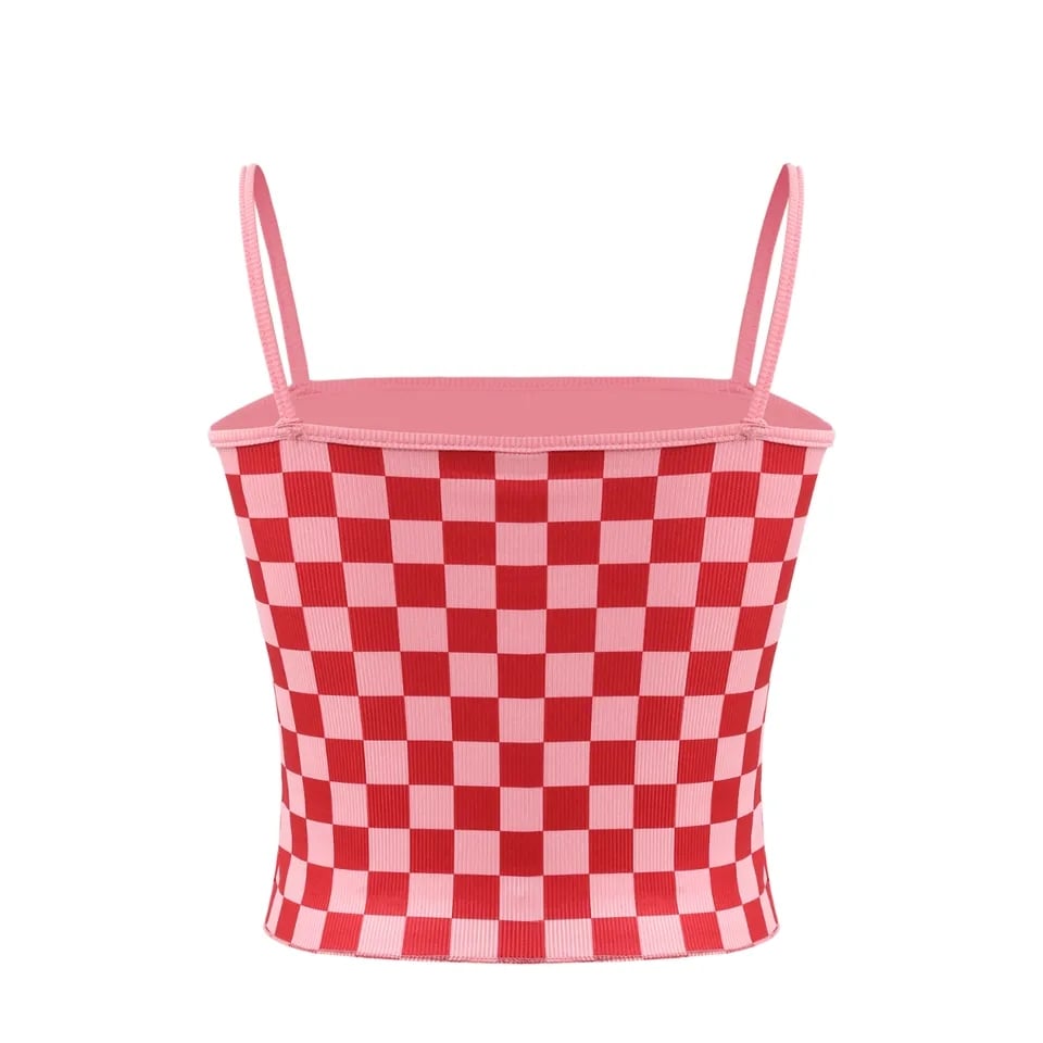 Red & Pink Checkered Tank Top