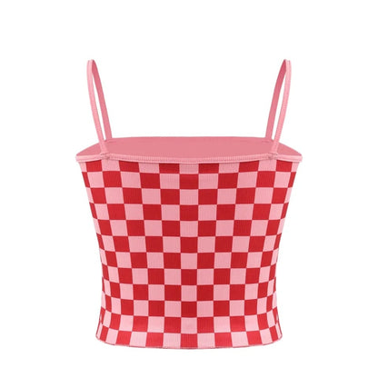 Red & Pink Checkered Tank Top