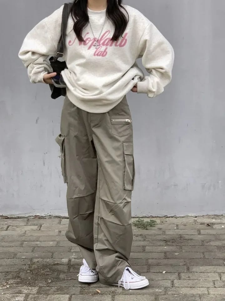 Grey Letter Print Oversized Pullover