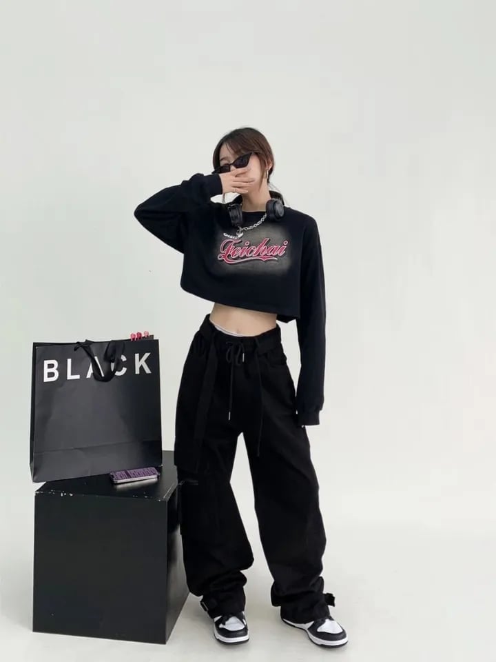 Brown Vintage Letter Print Oversized Long Sleeve Shirt