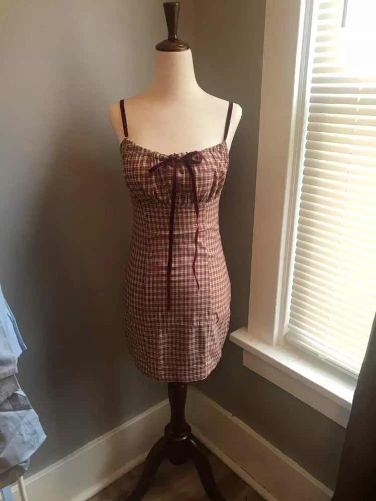 Cute Plaid Checkered A-line Spaghetti Strap Bow Summer Short Dress Kawaii Korean Japanese Harajuku Chinese Retro Streetwear Aesthetic Fashion