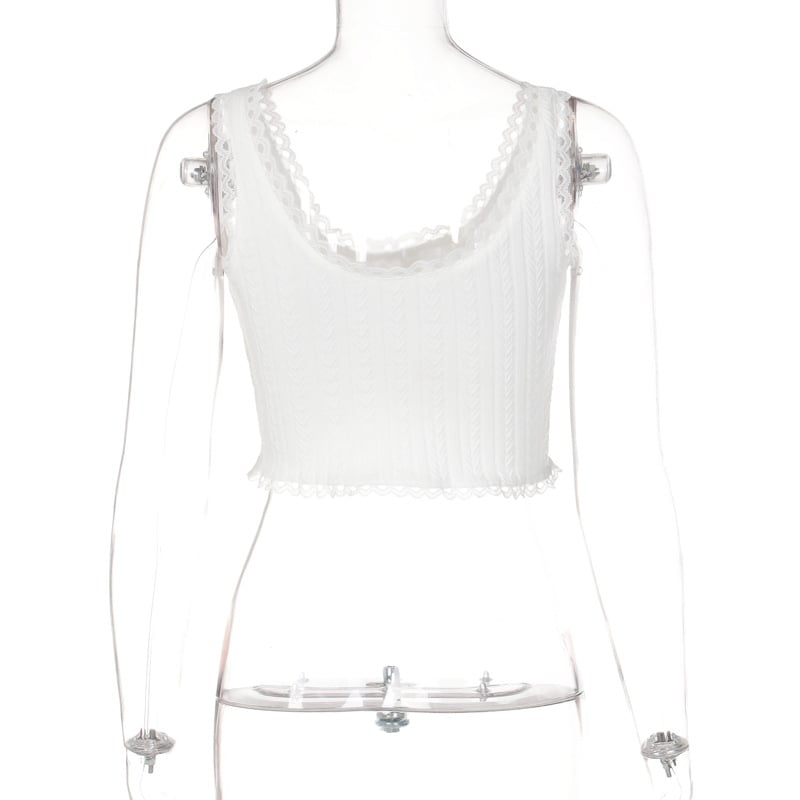 Lace Patchwork Bow Tank Top