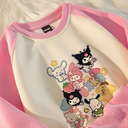Japanese Anime Cartoon Patchwork Long Sleeve Shirt